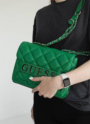 Кожаная городская сумка guess женская классическая сумочка из кожи брендовая сумка рептилия для девушки гесс