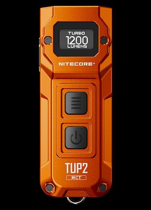 Надпотужний наключний ліхтар із oled дисплеєм nitecore tup2 mct, помаранчевий (1200лм,125м, 1300маг)