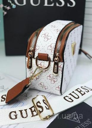 Брендовая сумка для девушки через плече городская кросс боди кожаная guess женская маленькая сумочка из кожи гесс
