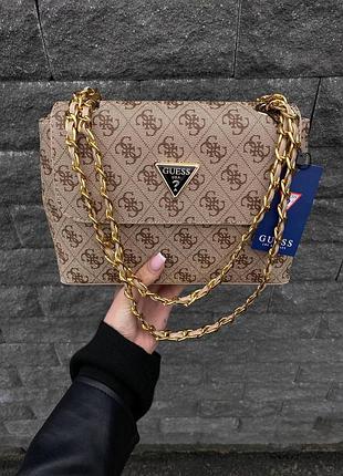 Жіноча вечірня сумочка з шкіри гесс міська шкіряна сумка guess брендова сумка для дівчини через плече
