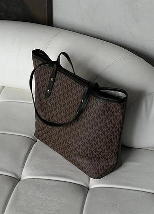 Женский шопер майкл корс коричневый кожаный брендовый городской шопер michael kors сумка для девушки через плечо мишель корс