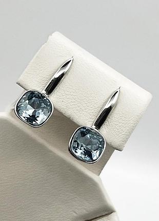 Сережки серебряные с кварцем london blue 3,65 г
