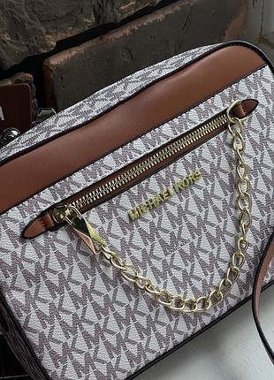Кожаная сумка кросс боди michael kors городская женская сумка из коже для девушки майкл корс брендовая сумочка