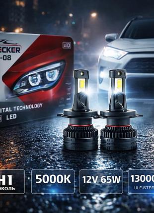 Світлодіодні авто led лампы decker pl-08 цоколь h1 5000k 12v 130w на комплект! canbus 13000lm у штатні місця!