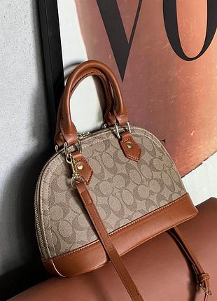 Кожаная женская сумочка коуч деловая брендовая сумка из кожи coach классическая сумка для девушки через плечо