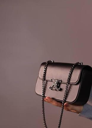 Кожаная женская сумочка celine брендовая классическая сумка из кожи селин деловая сумка для девушки через плечо