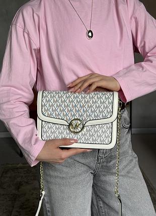 Жіноча сумка крос боді michael kors міська класична зі шкіри для дівчини майкл корс брендова шкіряна сумочка через плече білий