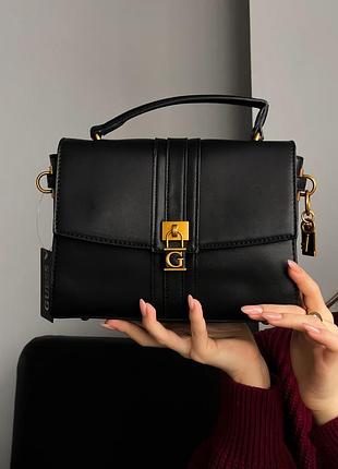 Кожаная городская сумка guess женская классическая сумочка из кожи гесс брендовая сумка для девушки через плече