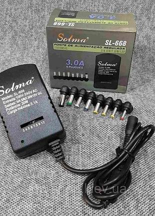 Универсальное зарядное устройство solma sl-668 3а с переходниками 7в1 3v 4.5v 6v 7.5v 9v 12v для ноутбука 30w