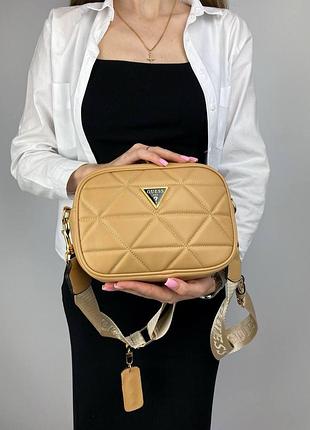 Жіноча сумочка маленька з шкіри гесс міська крос боді шкіряна guess брендова сумка для дівчини через плече рудий