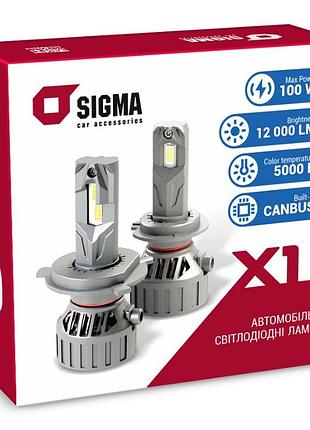 Штатные led лампы hb3/hb4 светодиодные sigma x1 яркости света 100w 5000k 12000lm 12v canbus