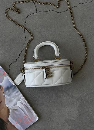 Женская мини сумочка coach кожаная брендовая маленькая сумка коуч городская кросс боди для девушки через плече