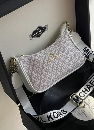 Кожаная женская багетная сумочка michael kors городская сумка багет из кожи мишель корс брендовая для девушки через плечо