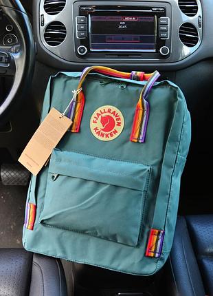 Рюкзак kanken classic navy green rainbow 16 літрів портфель канкен-класик бірюзовий