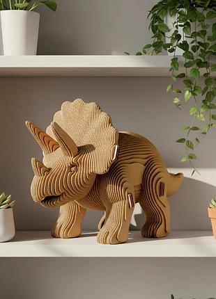 3d пазл конструктор картонний cartonic тріцератопс динозавр (triceratops collectible) 105 деталей