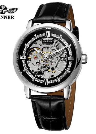 Forsining 8173 silver-black leather