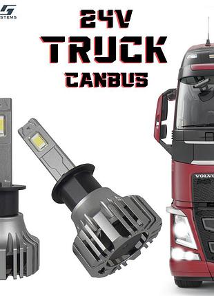 Led лампы для грузовых авто man daf, h1 светодиодные ams truck-f 110w +250% 5500k 14000lm 24v canbus