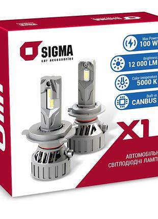 Штатные led лампы h7 светодиодные sigma x1 h7 яркости света 100w 5000k 12000lm белый 12v canbus