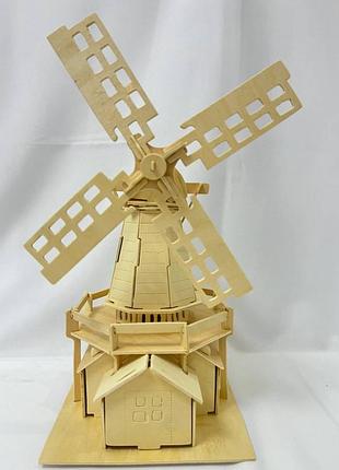 3d деревянный пазл мельница, конструктор из дерева, декоративная модель ветряной мельницы, подарок для детей и взрослых.