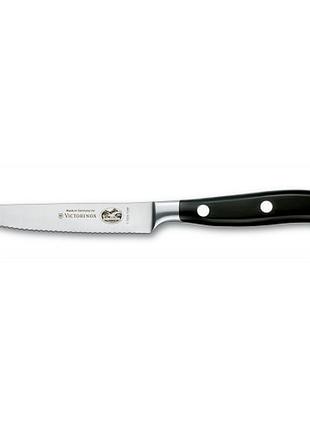 Кухонный кованый профессиональный нож victorinox для стейков и томатов 7.7203.12wg в подарочной упаковке