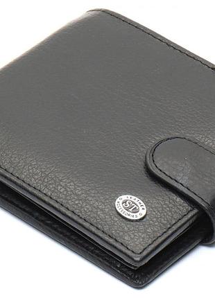Коричневое мужское портмоне из натуральной кожи с фиксацией st leather st103 черный