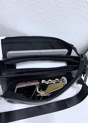 Чоловіча шкіряна сумка-месенджер, барсетка на одне плече 22x26x6 tiding bag 75-5271 чорна