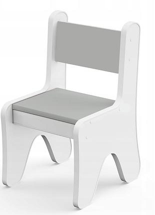 Стільчик для дитячої кімнати 55×37×33 дитячий зручний стілець для ігор, білий з сірим