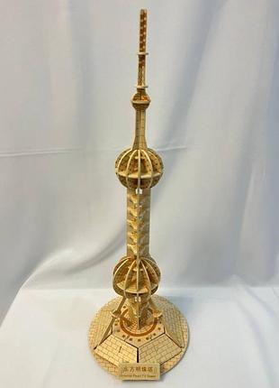 3d дерев’яний пазл вежа (oriental pearl tower) – конструктор з дерева, об’ємний пазл для дітей і дорослих