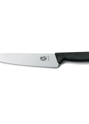 Нож кухонный разделочный victorinox fibrox 5.2033.22, серрейтор, лезвие 22 см
