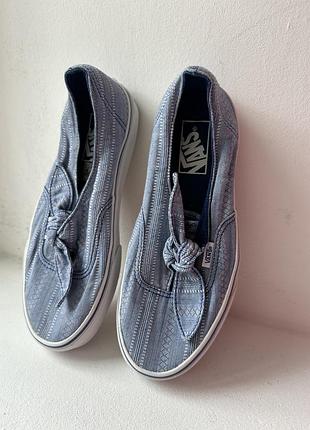 Мокасини кеди жіночі vans блакитні з білим 37р 23,5 см