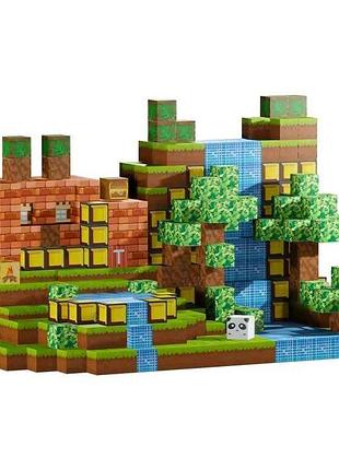 Магнитный конструктор minecraft 150 блоков - майнкрафт база в лесу