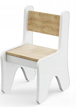 Стульчик в детскую комнату 55×37×33 детский удобный стул для игр, белый с деревом