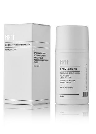 Крем для жирной и комбинированной кожи agnes niacinamide 3% + aha 0.5%