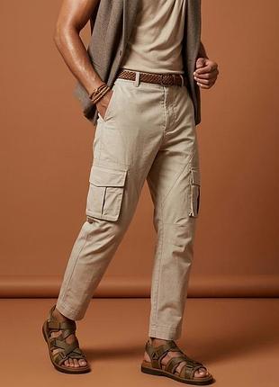 Мужские стильные карго-брюки asos design w28/l30 (71×76 см) • светло-бежевые • 100% оригинал
