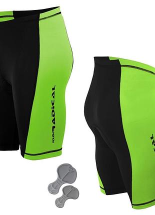 Велошорти, велотруси з памперсом radical racer pro чорний/зелений (racer-pro-green) -