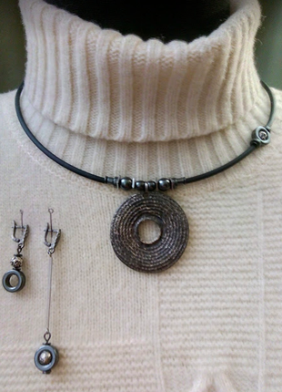 Стильний чокер кольє намисто, намисто, браслет, сережки набір камені перли подарунки новий рік4 фото