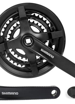 Шатун shimano fc-ty301 tourney 42/34/24 черный (fc-ty301-42)