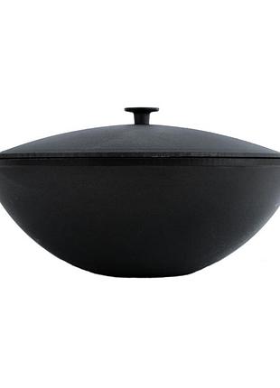 Чавунна сковорода brizoll wok з чавунною кришкою 8 л