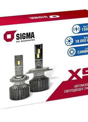 Штатные led лампы h11 светодиодные sigma x5 h11 яркости света 150w 5500k 18000lm белый 12v canbus