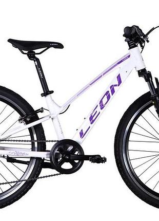 Велосипед al 24" leon junior v-br, рама-12 белый с сиреневым (ops-ln-24-110)