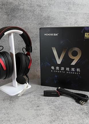 Беспроводные игровые наушники mchose v9 pro black red