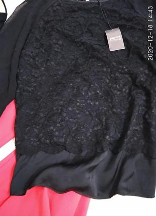 Базова чорна блуза з мереживом  р.40/126 фото