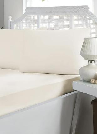 Простынь на резинке с наволочками first choice сатин - cream 180*200+50*70 (2)