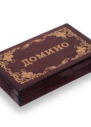 Домино настольная игра в стильной сувенирной шкатулке под дерево 28 костей белый