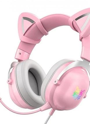 Игровые наушники с кошачьими ушками onikuma x11 с микрофоном и подсветкой