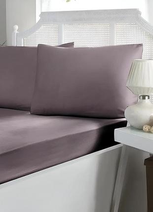 Простынь на резинке с наволочками first choice сатин - lilac 180*200+50*70 (2)