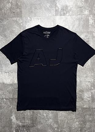 Футболка armani jeans армані темно-синій оригінал cotton розмір l-xl