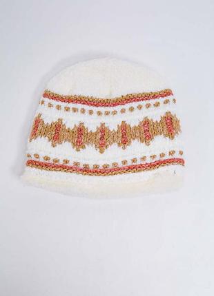 Детская шапка, молочно-бежевого цвета с узором, 167r7781