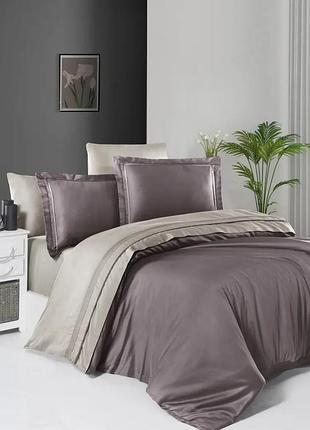 Постельное белье first choice сатин deluxe - serenity lilac-beige евро