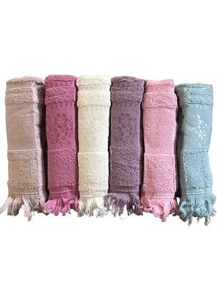 Набор полотенец gulcan cotton жакард lux - daisy sacakli 70*140 (6 шт)